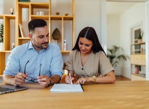 Couple making financial plans together