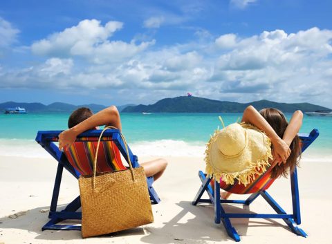 Two people on vacation debt and worry free
